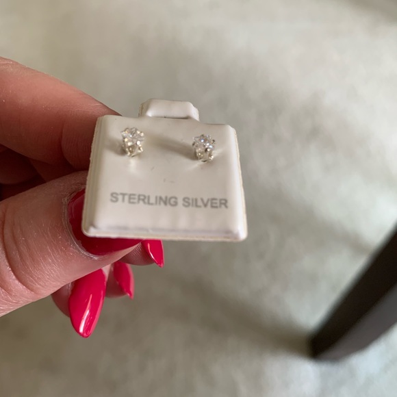 Tiny cubic zirconia earrings.  NWOT - Picture 2 of 7